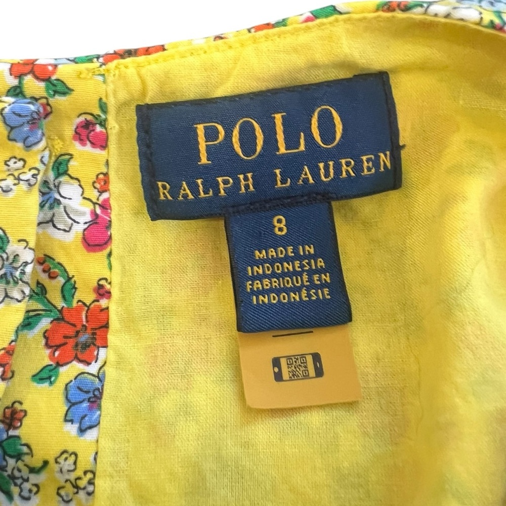 POLO RALPH LAUREN Girl's Floral Cotton Poplin Dress Yellow Girls Size 8 - Picture 7 of 11